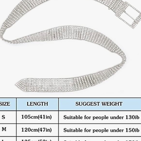 NWT-Crystal Waist Belt for Women Rhinestone Chain Belt O-Ring Waistband Belt - Picture 7 of 7